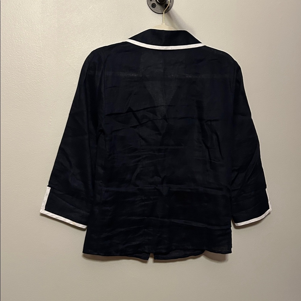 Talbots Navy Linen Blouse - Picture 4 of 4